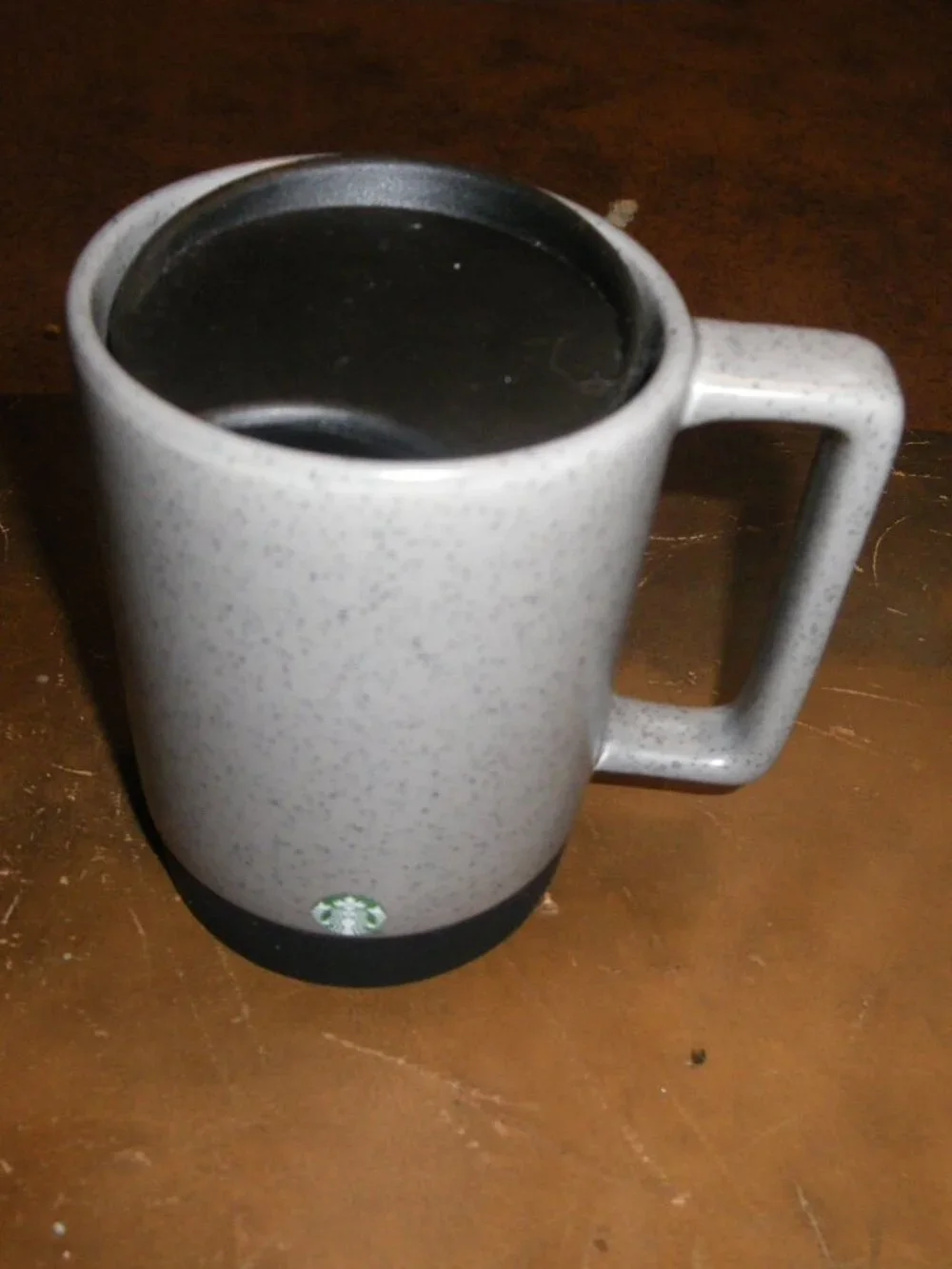 2021 Starbucks Gray Speckle Ceramic Travel Coffee Mug Black Rubber Bottom 14oz